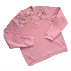 Vtg Adriane Delafield Embroidered Floral Sweater cottagecore Size Medium